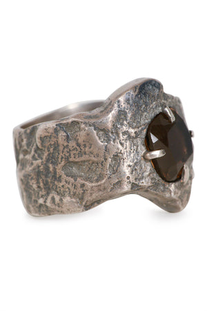 Tobias Wistisen Narrow Wood Stone Ring - Silver