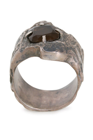 Tobias Wistisen Narrow Wood Stone Ring - Silver