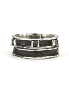 Henson Cavity Ring Set with Black Diamonds